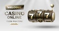 Casino slots winner, fortune of luck, 777 win banner. Vector