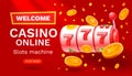 Casino slots winner, fortune of luck, 777 win banner. Vector