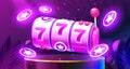 Casino slots winner, fortune of luck, 777 win banner. Vector