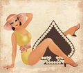 Casino Spades poker cards pin up woman