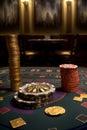 A Casino Table Topped With Lots Of Gold Coins. Generative AI