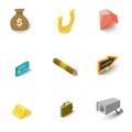 Casino things icons set, isometric style