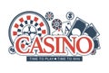 Casino, time to play and win, promotional emblem Royalty Free Stock Photo