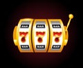 Casino vector golden slots machine with 777 numbers