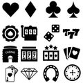 Casino vector icon set. gambling related illustration sign collection. roulette symbol. slot logo. Royalty Free Stock Photo