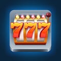 Casino vector smartphone game icon with 777 win slot machine Royalty Free Stock Photo