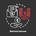 Casino welcome bonuses chalk concept icon. Reward program idea. Good luck fortune. Financial success. Profit, income