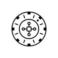 Casino Wheel Outline Flat Pictogram. Casino Roulette Spin Black Line Icon. Addiction Gambling Play Lottery Betting Sign