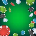 Casino Winner Background. Falling Explosion Gambling Poker Chips Illustration. Jackpot Prize Design Illustration