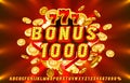 Casino winner bonus, alphabet fortune bonus 1000, 777 win banner. Vector Royalty Free Stock Photo