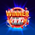 Casino winner slots 777 banner, show frame label. Royalty Free Stock Photo