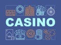 Casino word concepts banner. Gambling. Games of chance. Roulette, poker, slot machine. Presentation, website. Isolated