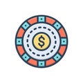 Color illustration icon for Casinos, gamble and poker