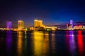 Casinos reflecting in Creek at night in Atlantic City, New Royalty Free Stock Photo