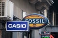 Casio logo on a retailer selling their watches.