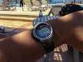 Casio watch measuring height at the dead sea in Jordan