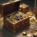 Casket jewelry box with many jewellery