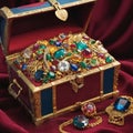 Casket jewelry box with many jewellery