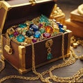 Casket jewelry box with many jewellery