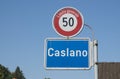 Caslano road sign with 50km speed limit