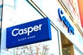 Casper sign on Casper Sleep store. Casper Sleep is an American e-commerce company that sells sleep products online and in retail