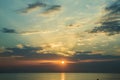 Caspian Sea. Azerbaijan Baku Beautiful sunset in yellow as background. Azerbaijan nature . The sunset, the sea and the clouds