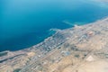 Caspian Sea coastline and Sahil settlement, also known as Primorsk, in the Garadagh district of Azerbaijan