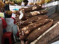 Cassava for sale at traditional market Royalty Free Stock Photo