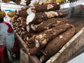 Cassava for sale at traditional market Royalty Free Stock Photo