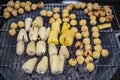 Cassava burned with wood charcoal is made for sale in the traditional Chinese market, Ban Chak Ngaew Royalty Free Stock Photo