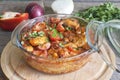 Casserole of chicken in an ovenproof dish