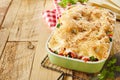 Casserole dish of fresh Italian vegetable lasagna Royalty Free Stock Photo