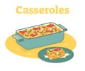 Casserole food flat vector illustration