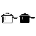 Casserole with a handle line and glyph icon. Pan vector illustration isolated on white. Pot outline style design Royalty Free Stock Photo