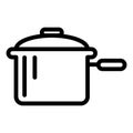 Casserole with a handle line icon. Pan vector illustration isolated on white. Pot outline style design, designed for web Royalty Free Stock Photo