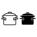 Casserole with handles line and glyph icon. Cooking pan vector illustration isolated on white. Pot outline style design Royalty Free Stock Photo