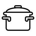 Casserole with handles line icon. Cooking pan vector illustration isolated on white. Pot outline style design, designed Royalty Free Stock Photo