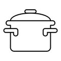 Casserole with handles thin line icon. Cooking pan vector illustration isolated on white. Pot outline style design Royalty Free Stock Photo