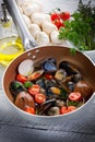 Casserole with mollusk Royalty Free Stock Photo