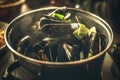 Casserole with mussels Royalty Free Stock Photo