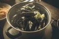 Casserole with mussels Royalty Free Stock Photo