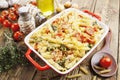 Casserole pasta with chicken and broccoli Royalty Free Stock Photo