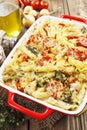 Casserole pasta with chicken and broccoli Royalty Free Stock Photo