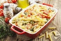 Casserole pasta with chicken and broccoli Royalty Free Stock Photo