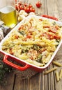 Casserole pasta with chicken and broccoli Royalty Free Stock Photo