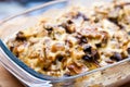 Casserole with potato cheese and mushrooms