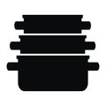 Casserole, hundred and three pots, black vector symbol