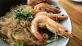 Casseroled prawns