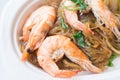 Casseroled prawns/shrimps with glass noodles