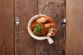 Casseroled Shrimp with glass noodle,Ready to eat. On The Table Royalty Free Stock Photo